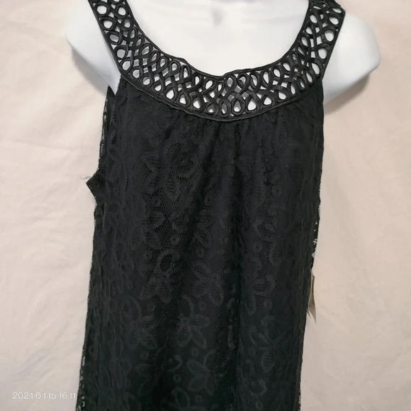 Jonathan Martin Black Lace Overlay Sleeveless Cocktail Dinner Dress size 10 - Picture 3 of 13